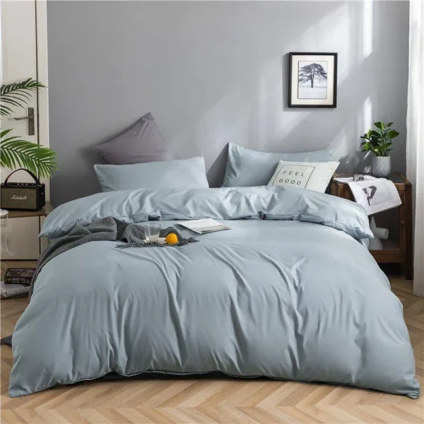 Bleu ciel - Drap housse / Housse de couette / 2 taies d'oreiller