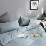linge de lit bleu ciel