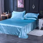 taies d'oreiller bleu ciel satin