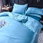 taies d'oreiller satin bleu ciel