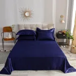 taies d'oreiller bleu foncé satin