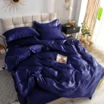 taies d'oreiller en satin bleu foncé