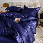 housse de couette douce bleu foncé