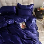 ensemble textile bleu foncé satin