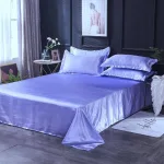 taies d'oreiller bleu lavande satin