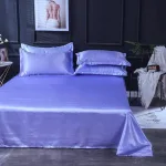ensemble de literie bleu lavande satin