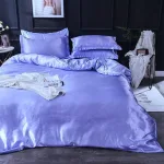 parure de lit bleu lavande satin