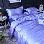 couette bleu lavande satin