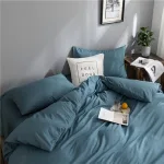 housse de couette et taies d'oreiller bleu