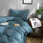 drap housse et housse de couette bleu persan