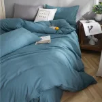 housse de couette avec taies d'oreiller bleu