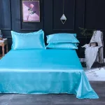 jeu de literie bleu turquoise type satin
