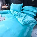 drap bleu turquoise pour lit
