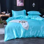 drap housse satin bleu turquoise