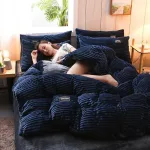 ensemble literie velours bleu marine