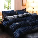 housse de couette satin bleu marine