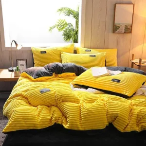 Jaune Velours - Drap housse / Housse de couette / Taies d'oreiller