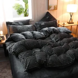 Noir Velours - Drap housse / Housse de couette / Taies d'oreiller