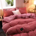 parure de lit rose velours