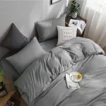 taies d'oreiller en coton gris clair