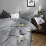 housse de couette douce gris clair