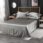 housse de couette gris type satin
