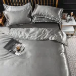 housse de couette satin gris