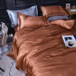 set de draps marron type satin