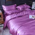 housse de couette satin doux mauve