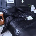 accessoires de lit noir satin