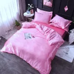 housse de couette en satin rose