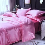 ensemble de draps rose bonbon satin