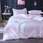 ensemble de literie rose clair satin