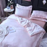 drap housse satin rose clair pour lit