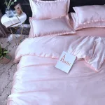 literie rose clair satin de qualité