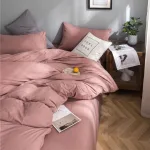 ensemble linge de lit rose pêche