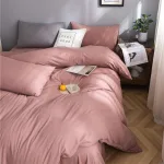 housse de couette avec taies rose pêche