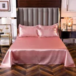 ensemble literie rose pêche type satin