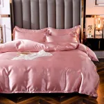 drap housse rose pêche doux