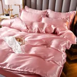 linge de lit rose pêche chic