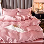 drap housse tissu satin rose pêche