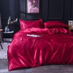 taies d'oreiller satin rouge