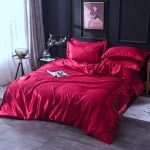 drap housse rouge 2 taies d'oreiller