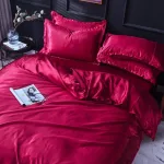housse de couette rouge type satin
