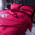 ensemble literie satin rouge