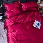 ensemble housse de couette et taies d'oreiller rouge