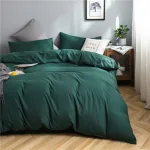 drap housse vert pour lit avec housse de couette