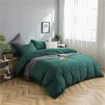 housse de couette vert en coton avec drap housse