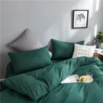 décoration intérieure avec drap housse et housse de couette vert