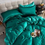 literie élégante vert type satin